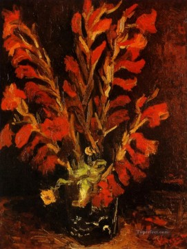 ヴィンセント・ヴァン・ゴッホ Painting - 赤いグラジオラスの花瓶 フィンセント・ファン・ゴッホ